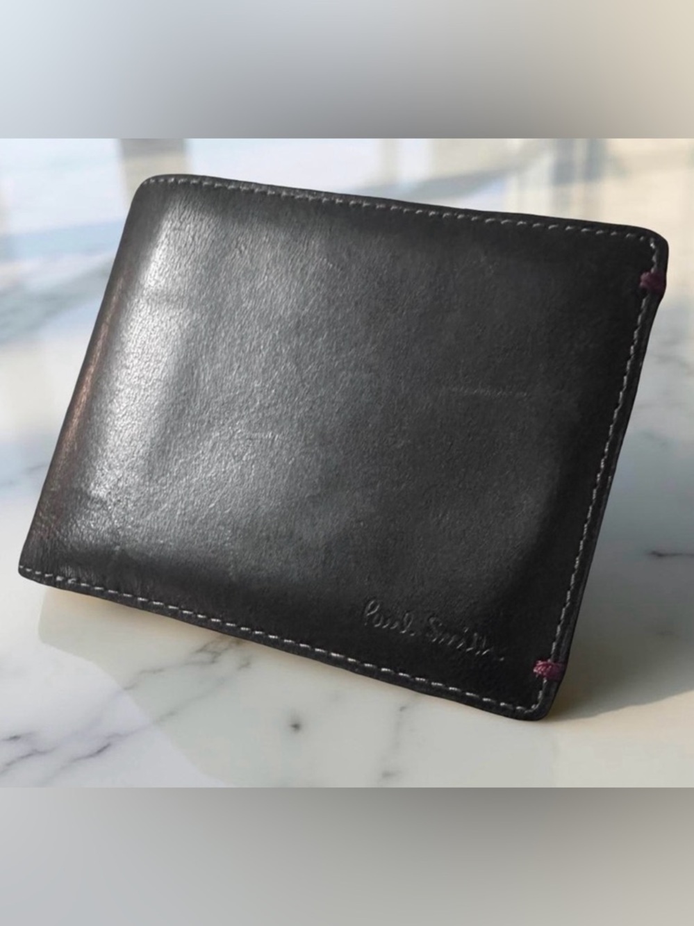 Paul Smith Abstract (see inside) black Leather Bi fold wallet Mens
